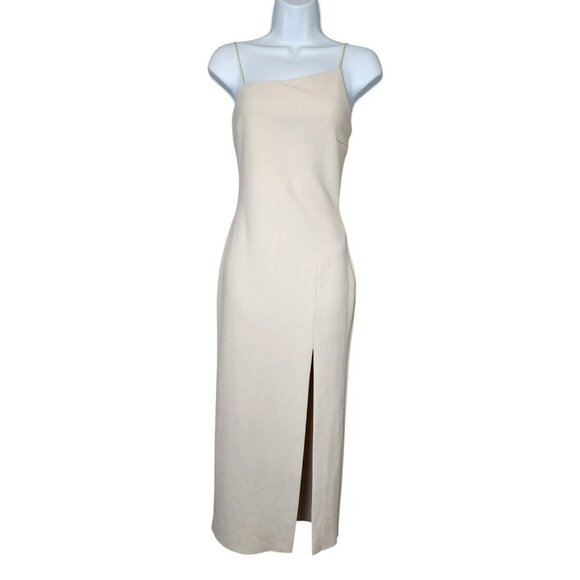 Bec + Bridge Size 8 Dominique Asym Dress Vanilla Bean Midi Slit NWT Excellent - Picture 1 of 8